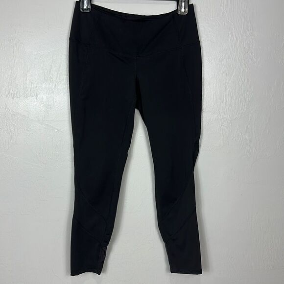 Fit2Run Black Mesh Panels Mid Rise 7/8 Leggings Size S - Picture 1 of 9
